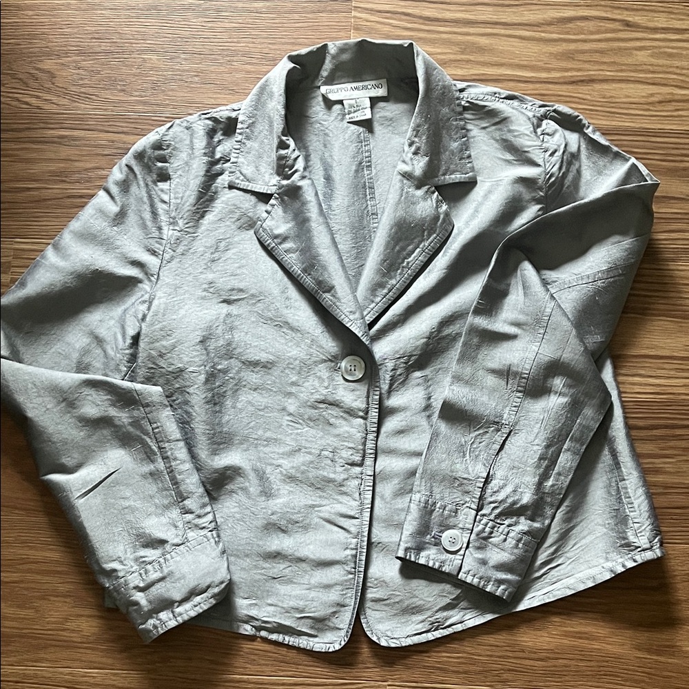 Chic Silver Silk Women's Dressy Crop Jacket